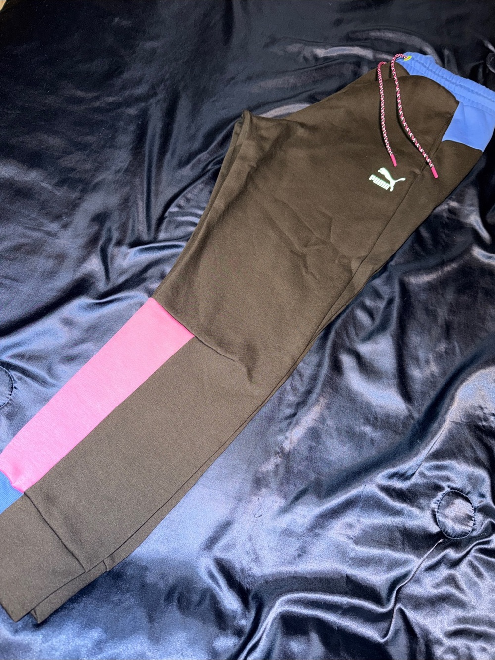 Men’s Puma Black Joggers with Pink and Blue Accents TrackFit Style